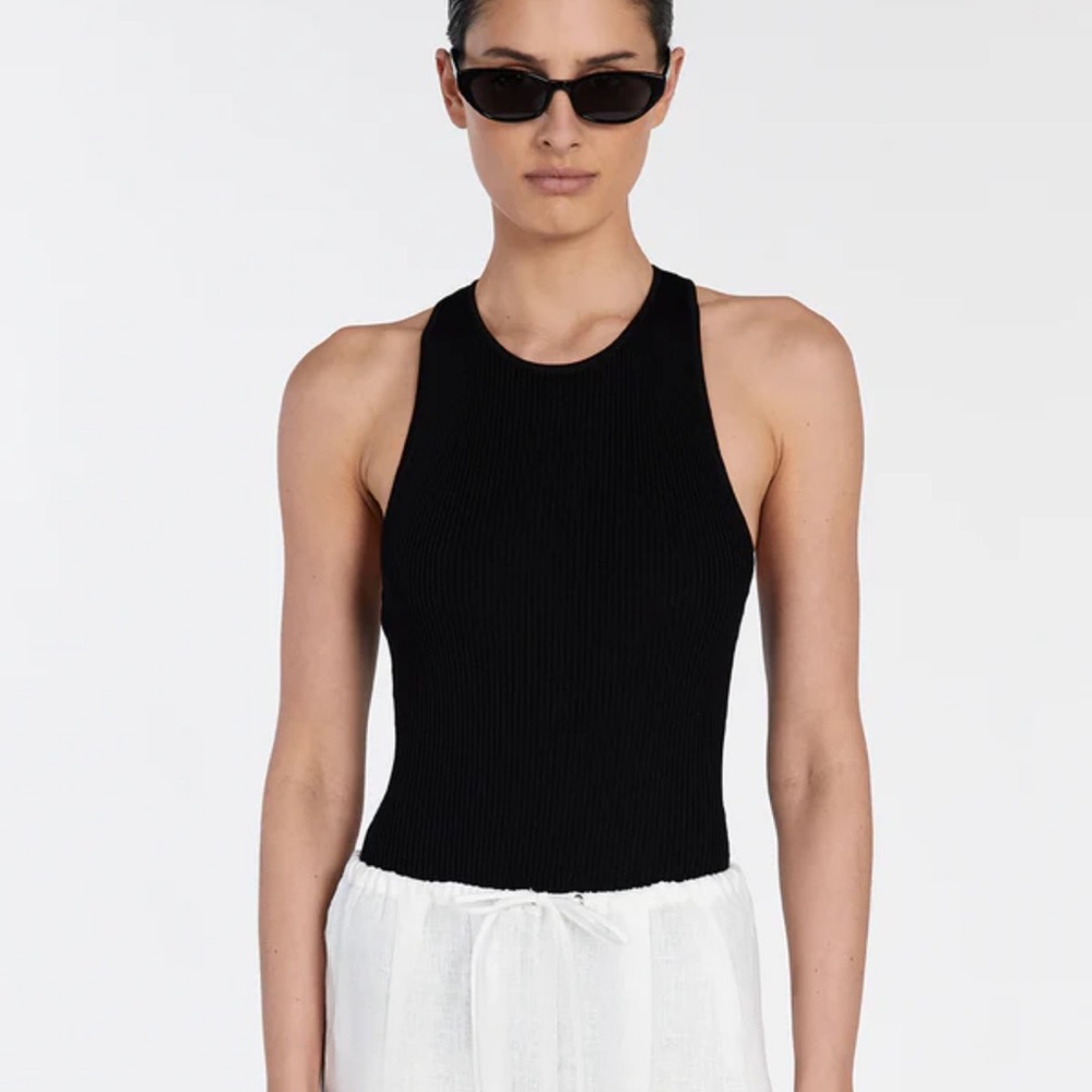 DISSH Black Ribbed Halter Bodysuit